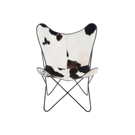 Chaise lounge en métal et peau de vache 92x65x90 cm