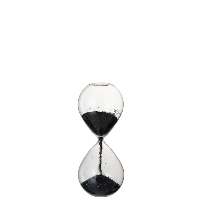 RELOJ DE ARENA PERLAS VIDRIO NEGRO MEDIUM