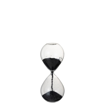 RELOJ DE ARENA PERLAS VIDRIO NEGRO MEDIUM