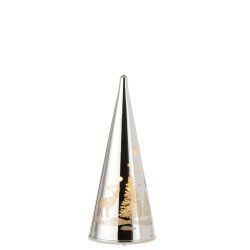 Cono decorativo led invierno cristal plata Alt. 18 cm