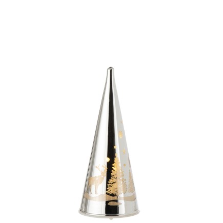 Cono decorativo led invierno cristal plata Alt. 18 cm