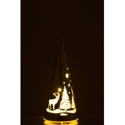 Décoration de table noël cône lumineux argenté 18x8 cm