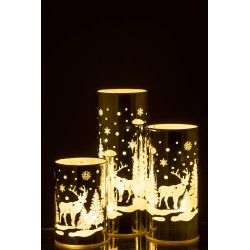 Décoration de table noël lumineux argenté 22x8 cm