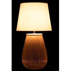 Lámpara + pantalla líneas cerámica plata Alt. 82 cm