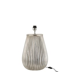 Lámpara + pantalla líneas cerámica plata Alt. 82 cm