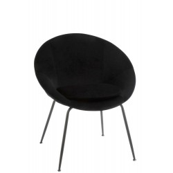 Chaise ronde avec assise en textile noir et pied en metal