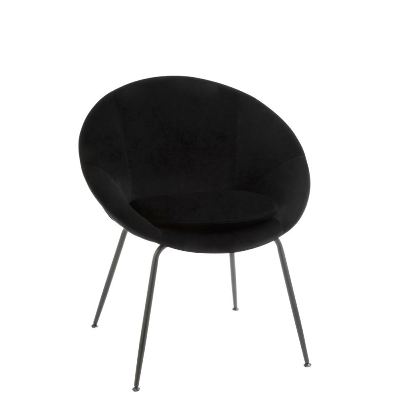 Chaise ronde en textile noir 69x56.5x80 cm