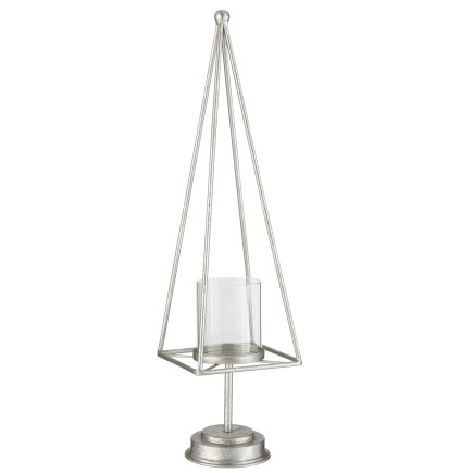 PORTAVELAS PIRAMIDE HIERRO PLATA SMALL