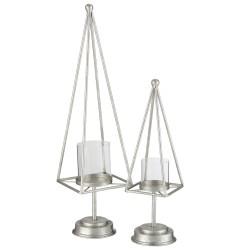 PORTAVELAS PIRAMIDE HIERRO PLATA SMALL