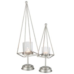 PORTAVELAS PIRAMIDE HIERRO PLATA SMALL