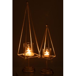 PORTAVELAS PIRAMIDE HIERRO PLATA SMALL