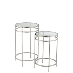 Set 2 tables en métal Argent 43x43x66cm