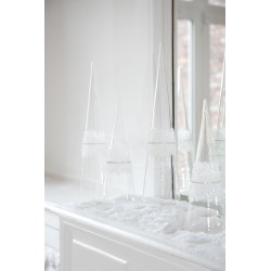 Cône décoratif en verre transparent 9.5x9.5x28 cm
