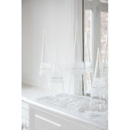 Cône décoratif en verre transparent 9.5x9.5x28 cm
