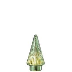 Árbol de Navidad decorativo con luces LED de vidrio verde de 9x9x19 cm