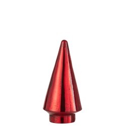 Albero di Natale decorativo a led in vetro rosso 10x10x24 cm