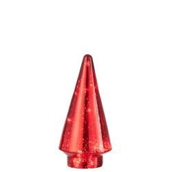 Albero di Natale decorativo a led in vetro rosso 10x10x24 cm