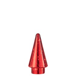 Árbol de Navidad decorativo con luces LED de vidrio rojo de 9x9x19 cm