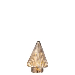 Sapin de Noël décoratif à led en verre marron 13x13x8.5 cm