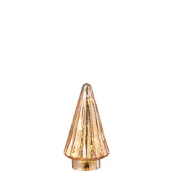 Sapin de Noël décoratif à led en verre rose 9.5x9.5x19 cm
