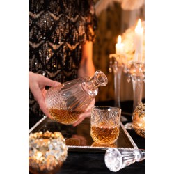 Carafe avec bouchon avec motifs en verre transparent H30cm