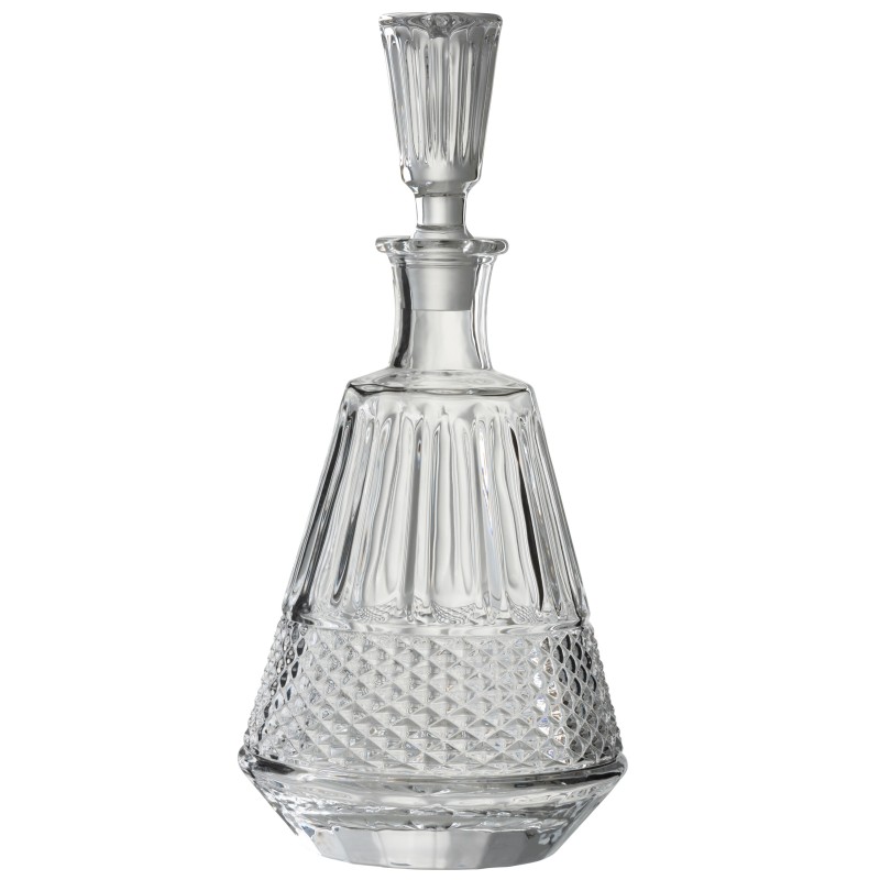 Carafe avec bouchon avec motifs en verre transparent H30cm