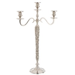 CANDELABRO 3 BRAZOS JOYA ALUMINIO/METAL PLATA
