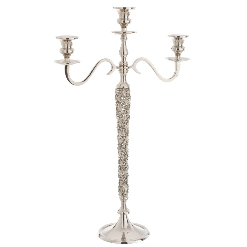 CANDELABRO 3 BRAZOS JOYA ALUMINIO/METAL PLATA