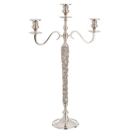 CANDELABRO 3 BRAZOS JOYA ALUMINIO/METAL PLATA
