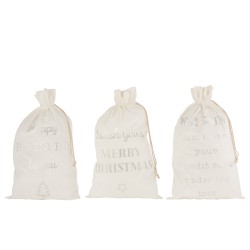 Set de 3 sacs de Noël en textile blanc 50x1x80 cm
