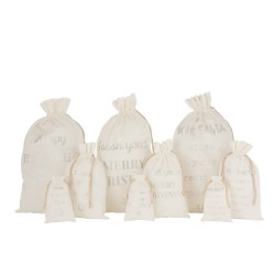 Set de 3 sacs de Noël en textile blanc 50x1x80 cm