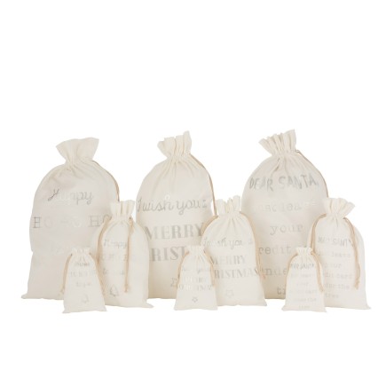 Set de 3 sacs de Noël en textile blanc 50x1x80 cm
