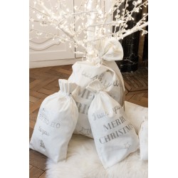 Set de 3 sacs de Noël en textile blanc 50x1x80 cm