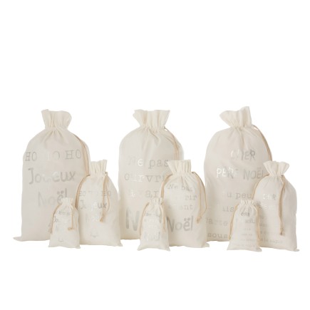 Set de 3 Sacs de Noël en textile blanc 50x1x80 cm