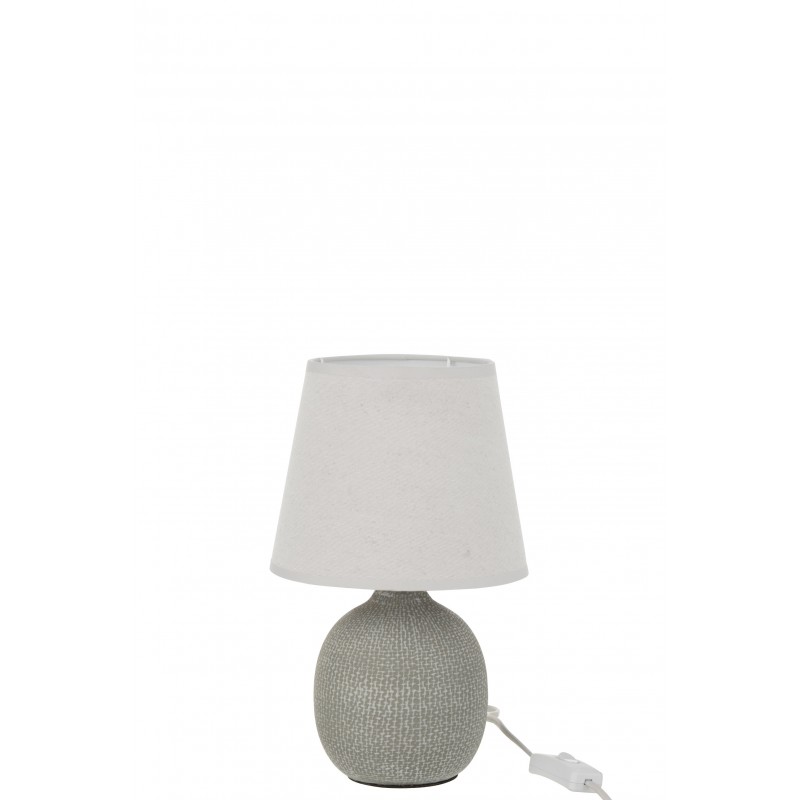Lampe avec abat-jour blanc en ciment gris 18x18x30 cm