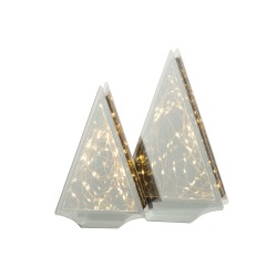Sapin de Noël décoratif avec led en verre or 18.5x6x29.5 cm