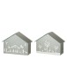Decoración led casa árboles + animales cristal oro surtido de 2 Alt. 17 cm