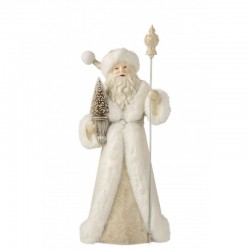 Père Noël décoratif blanc en résine de 57 cm