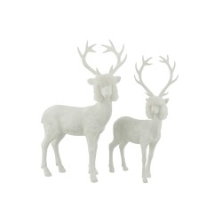 Renne de Noël en résine blanc 34x16x52 cm