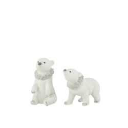 Set de 2 ours polaires en résine blanc 11x22x16 cm