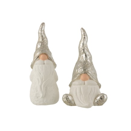 Lot de 2 Pères Noël en céramique argent 23x40x45 cm