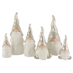 Lot de 2 Pères Noël en céramique argent 23x40x45 cm
