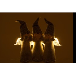 Ángel 3 partes oír/ver/callar resina gris Alt. 21 cm