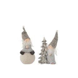 Ángel bola + árbol resina gris surtido de 2 Alt. 27 cm