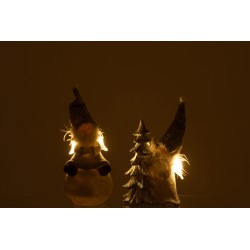 Set de 2 anges en résine gris 10x10x27 cm