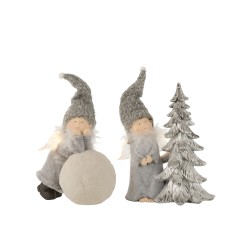 Ángel bola + árbol resina gris surtido de 2 Alt. 23