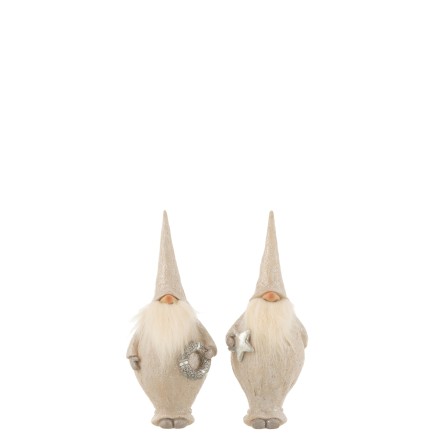 Set de 2 pères Noël debout en résine argent 19x10x25 cm