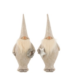 Assortiment de Père Noël debout en résine beige