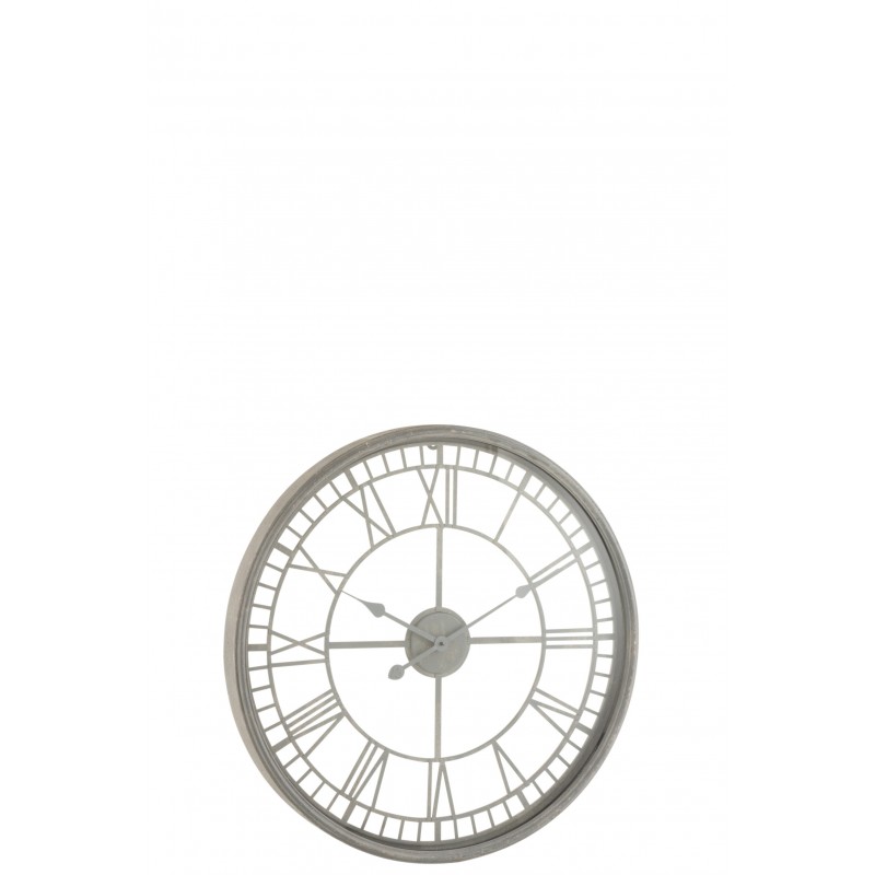 Horloge chiffres romains en métal gris 67x7x67 cm