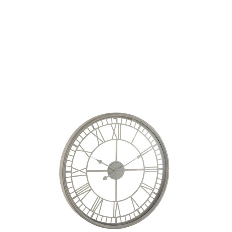Horloge chiffres romains en métal gris 67x7x67 cm